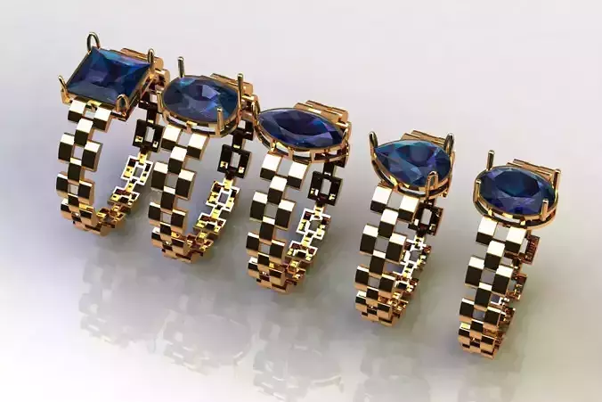 Gemlock Symphony Ring Set 1gm 3D print model