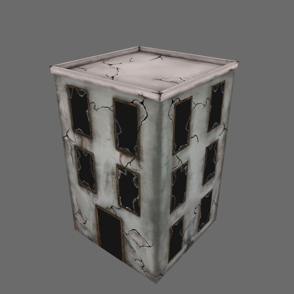 Abandoned Building Low-poly 3D model_7