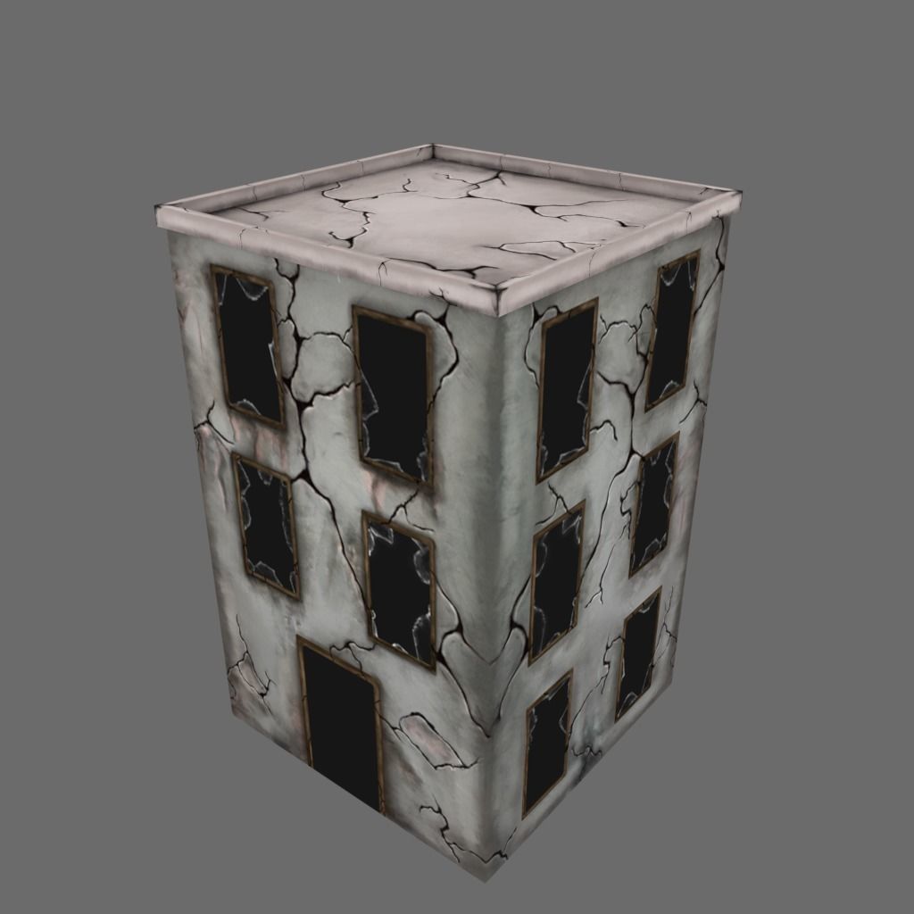 Abandoned Building Low-poly 3D model_8