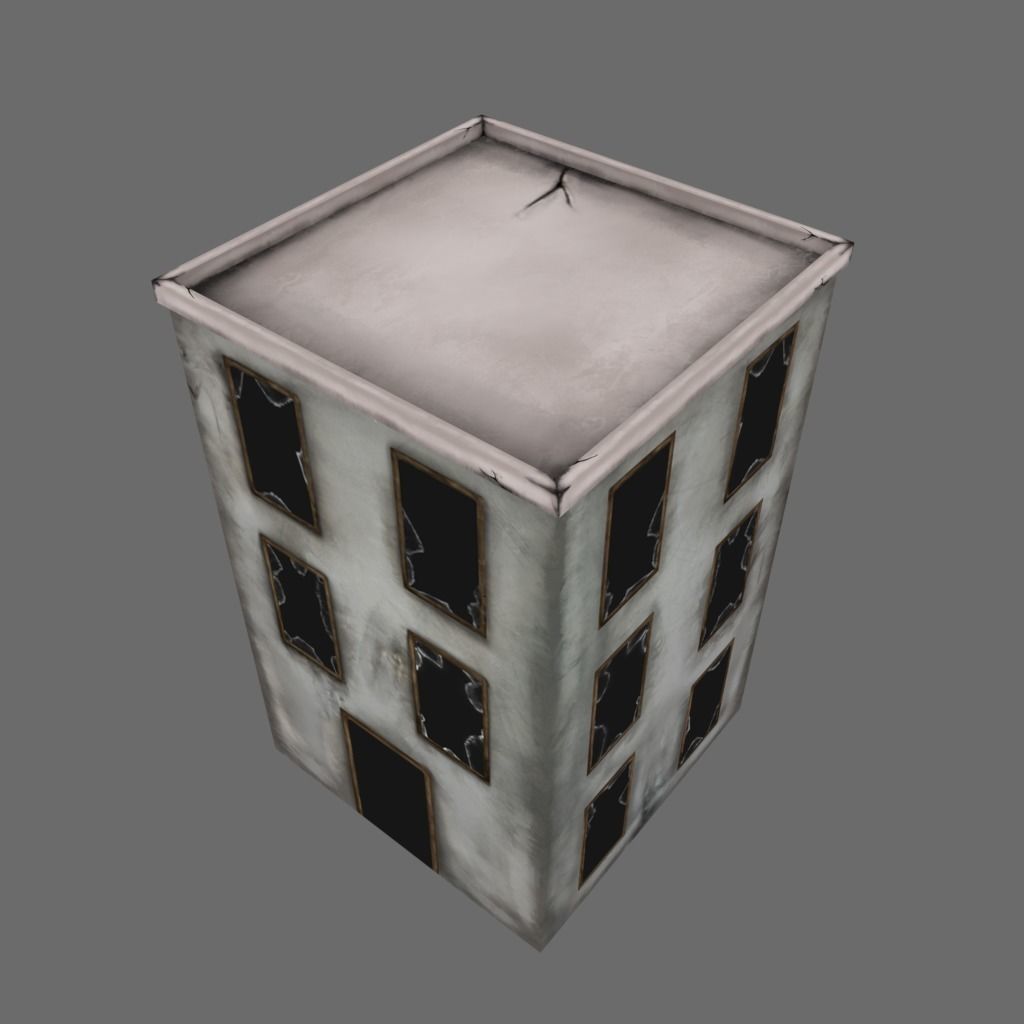 Abandoned Building Low-poly 3D model_5