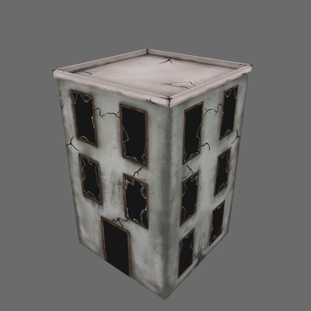 Abandoned Building Low-poly 3D model_6