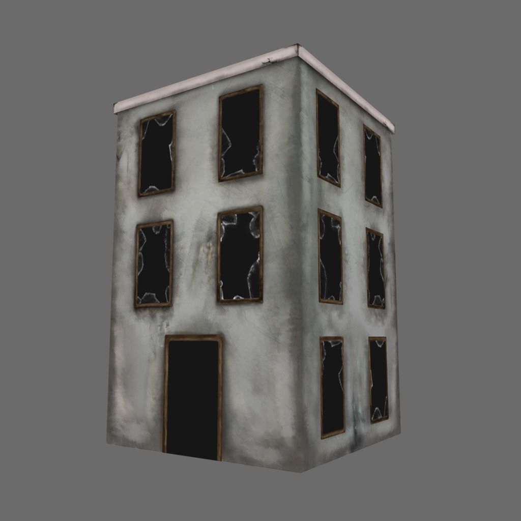 Abandoned Building Low-poly 3D model_1