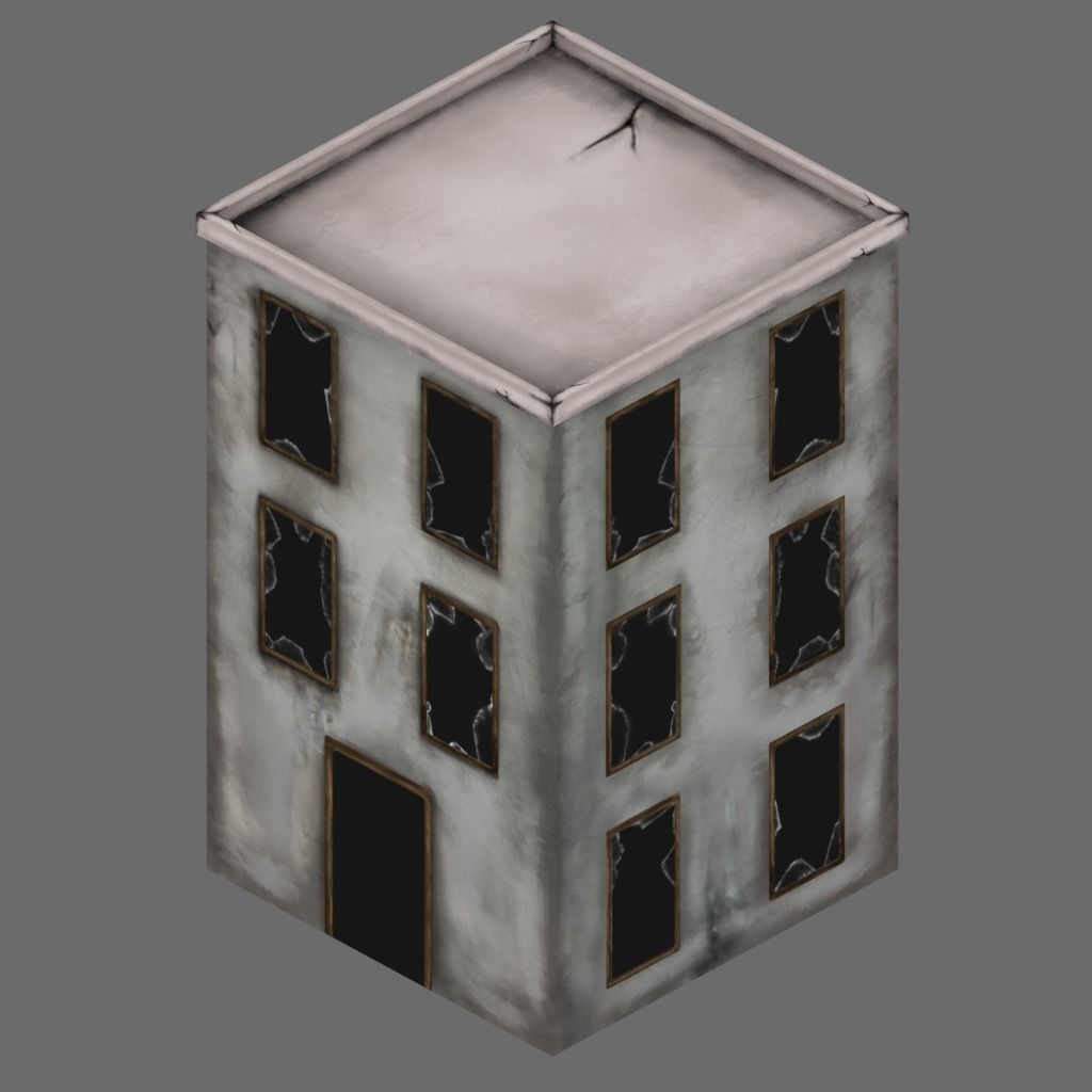 Abandoned Building Low-poly 3D model_0