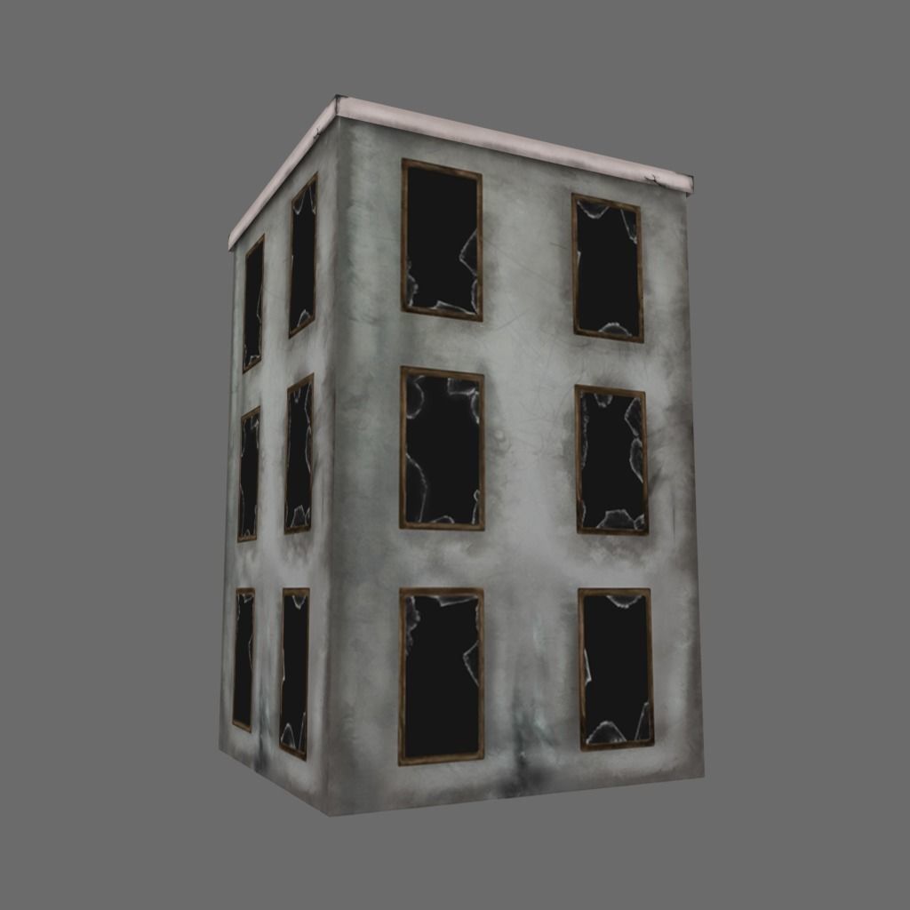 Abandoned Building Low-poly 3D model_2