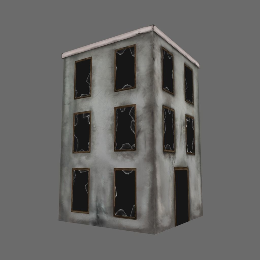 Abandoned Building Low-poly 3D model_3