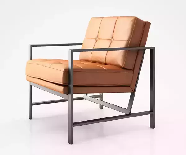 Metal Frame Tufted Leather Chair by West Elm 3D model