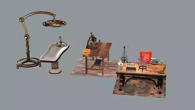 Scientists Laboratory Environment Low-poly 3D Model
