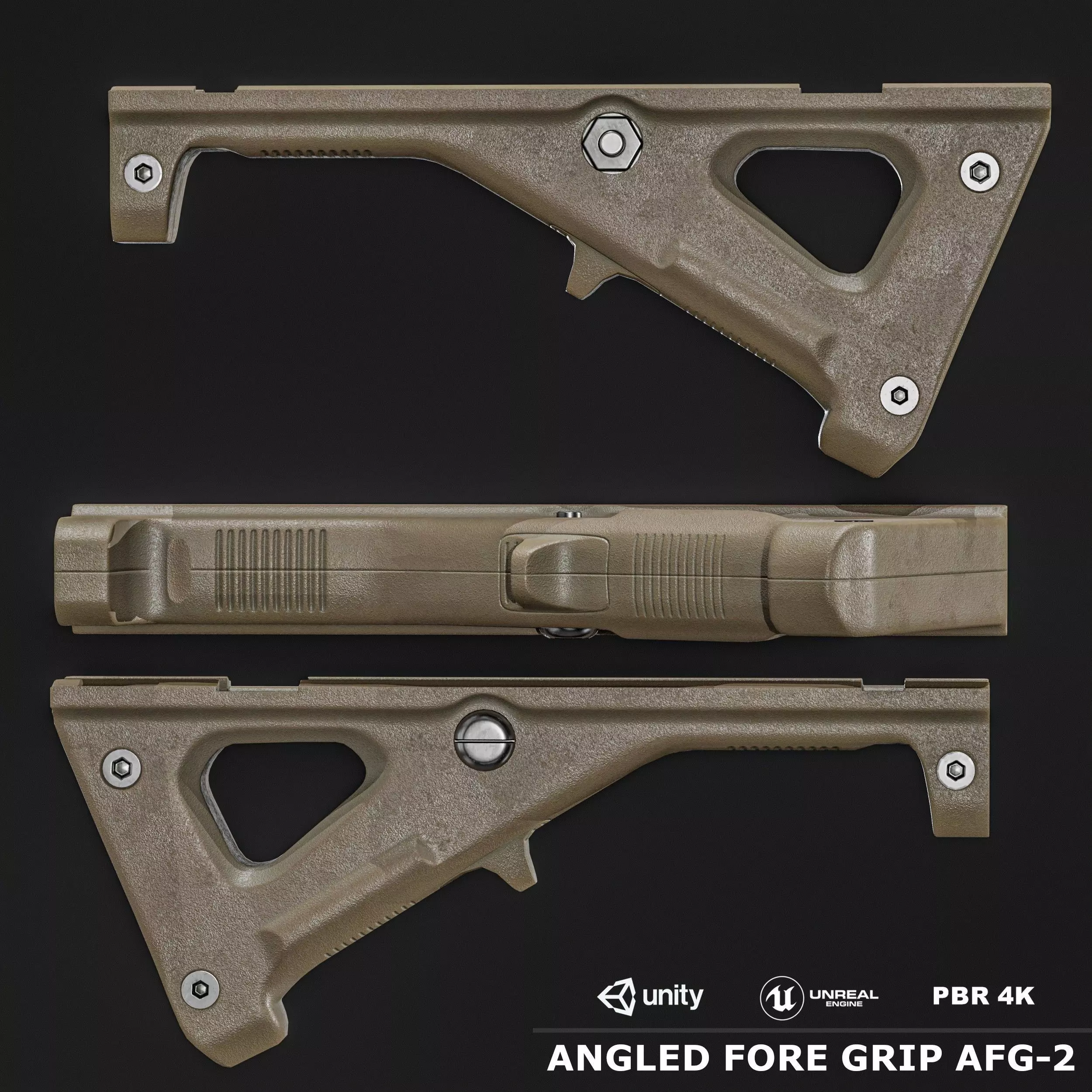 Angled Fore Grip AFG-2 Low-poly 3D model