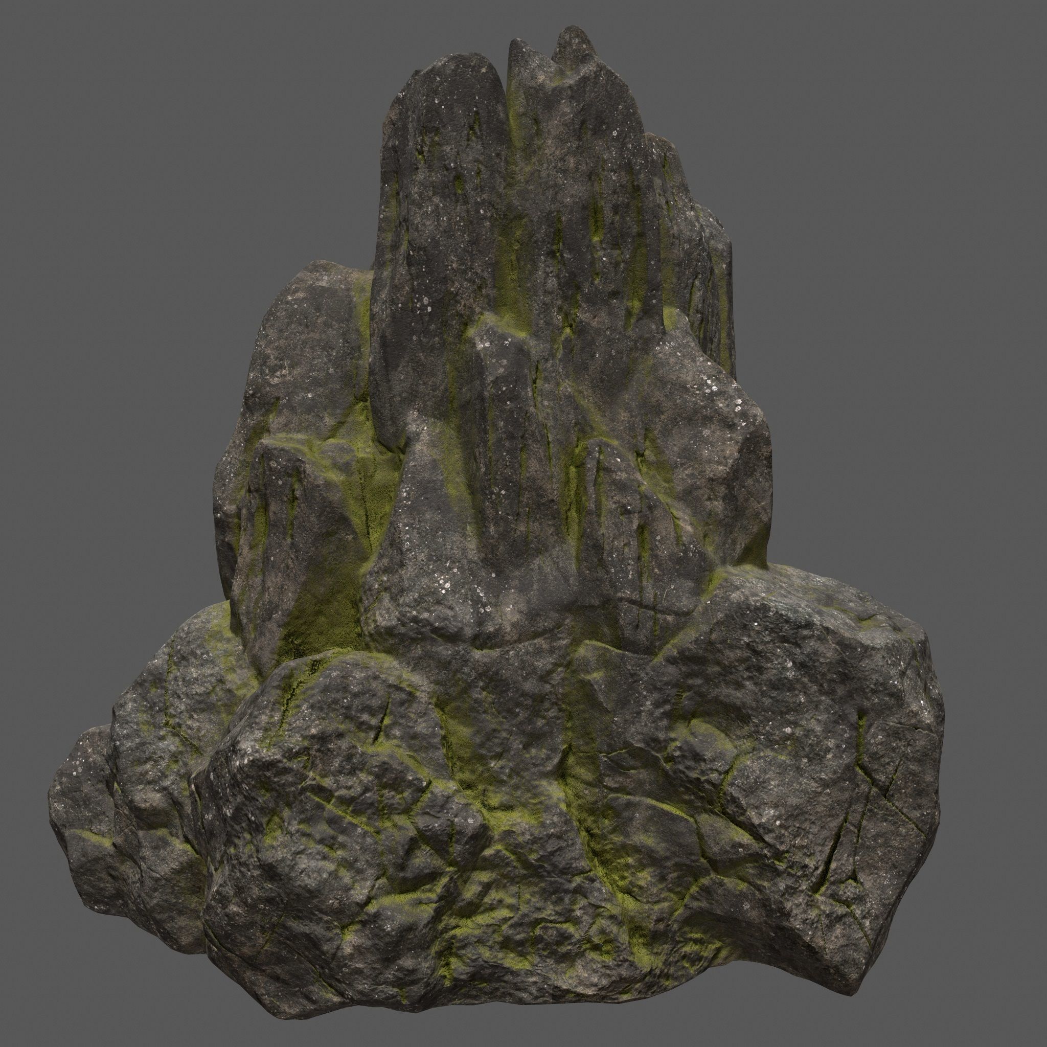 skull mosy rock Low-poly 3D model_6