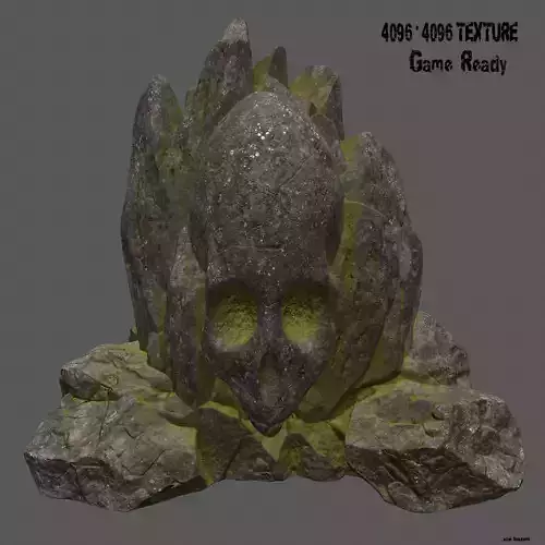 skull mosy rock