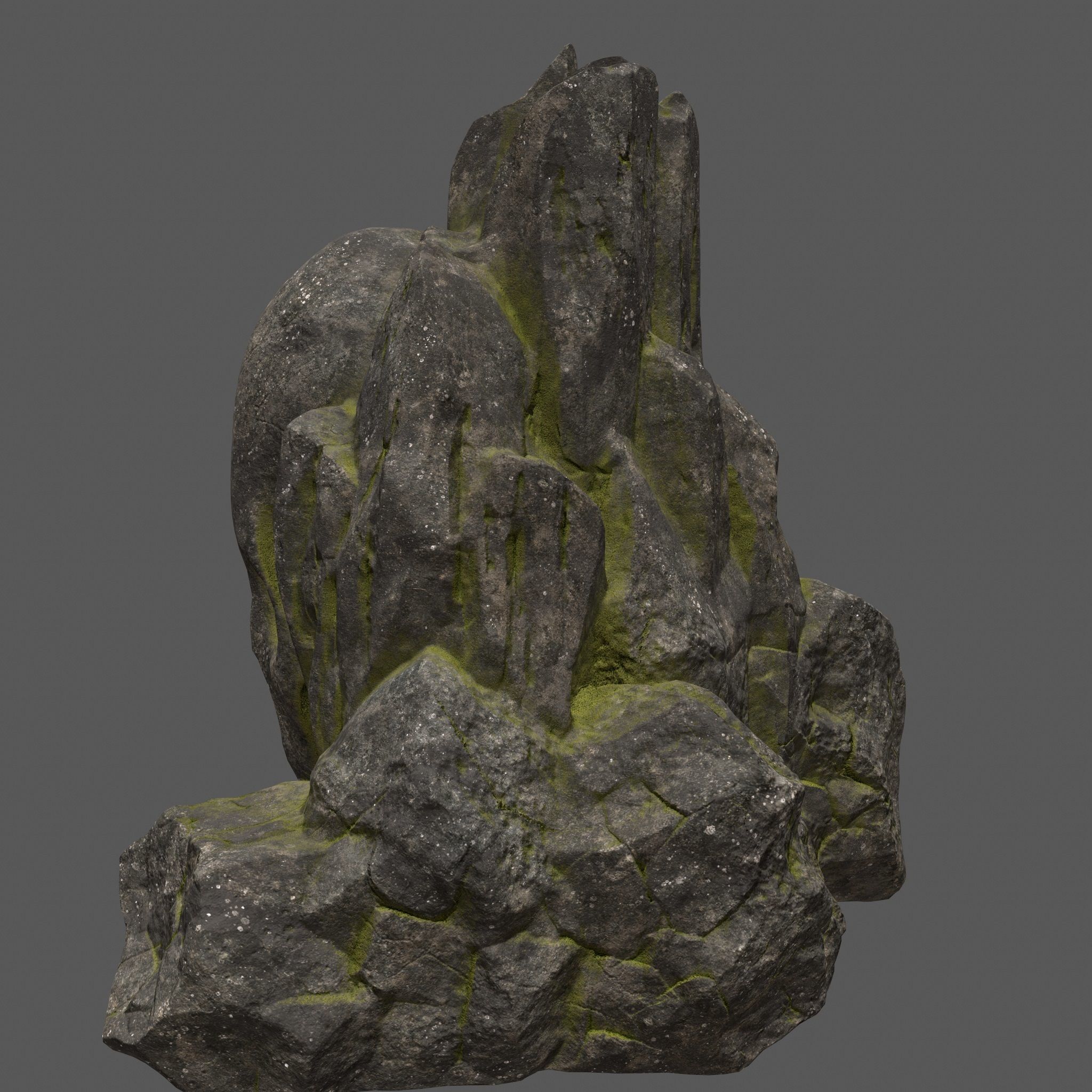 skull mosy rock Low-poly 3D model_5