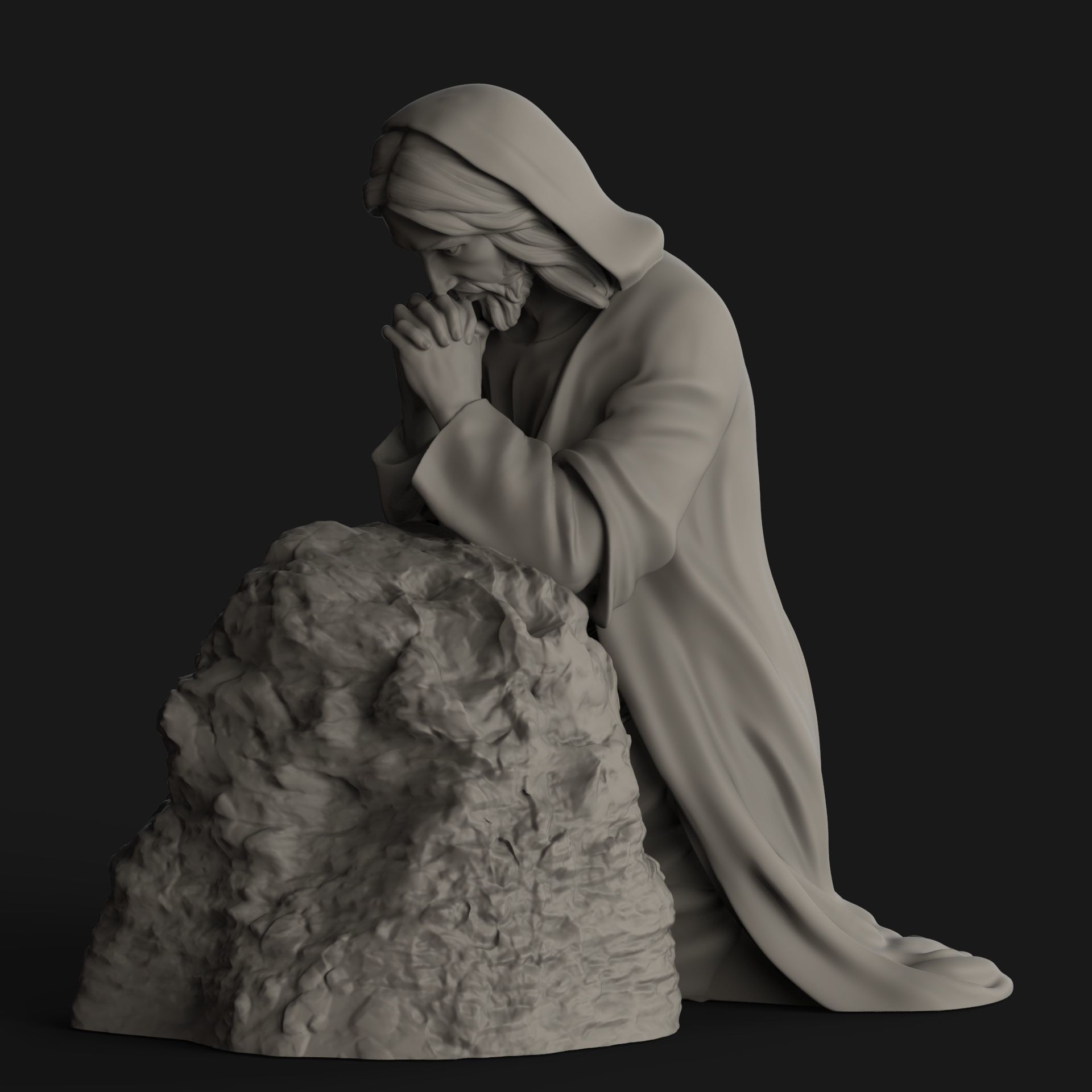 Jesus Praying 3D print model_1