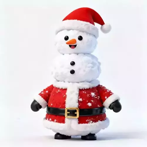 Cute Santa Snowman 3D Model - Festive Holiday Character