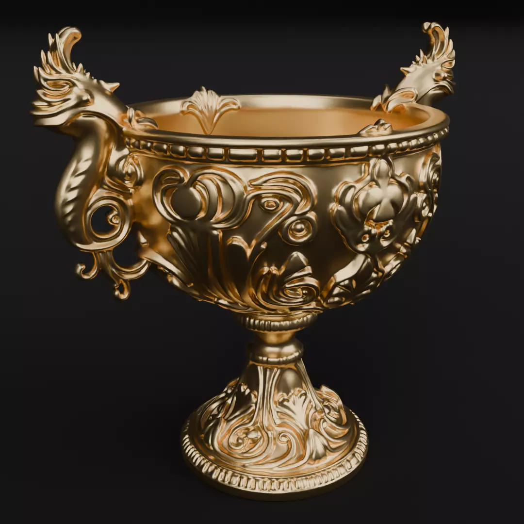 Golden Dragon Bowl 3D model Chinese Ornament bowl for printing 3D print model