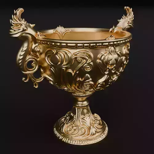 Golden Dragon Bowl 3D model Chinese Ornament bowl for printing