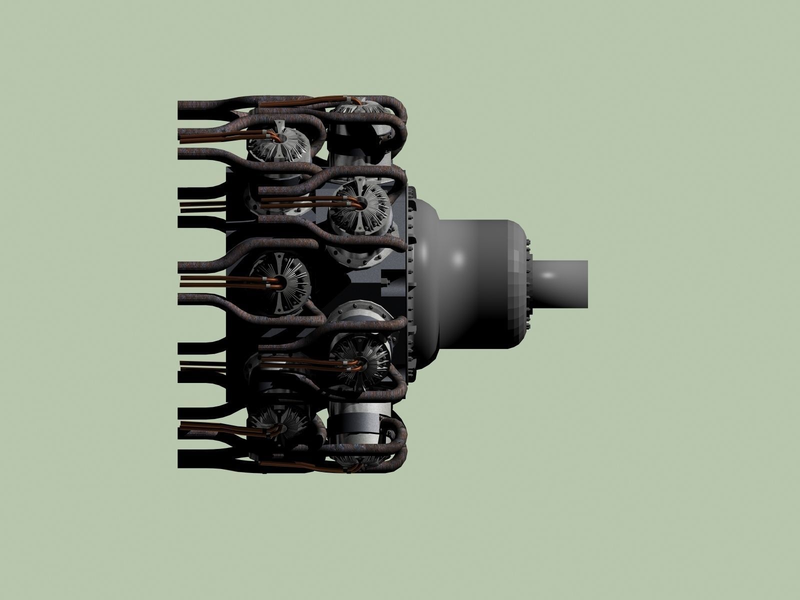 Bristol Hercules aircraft engine 3D model_1