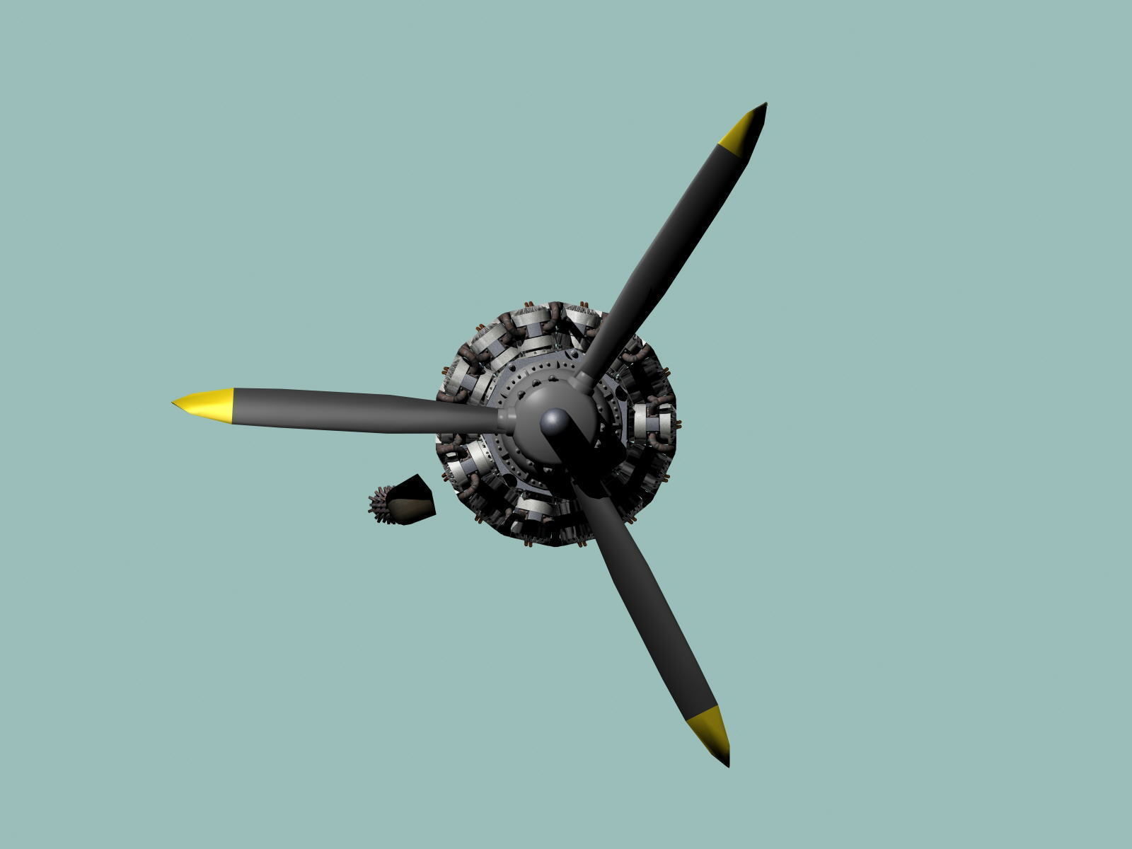 Bristol Hercules aircraft engine 3D model_2