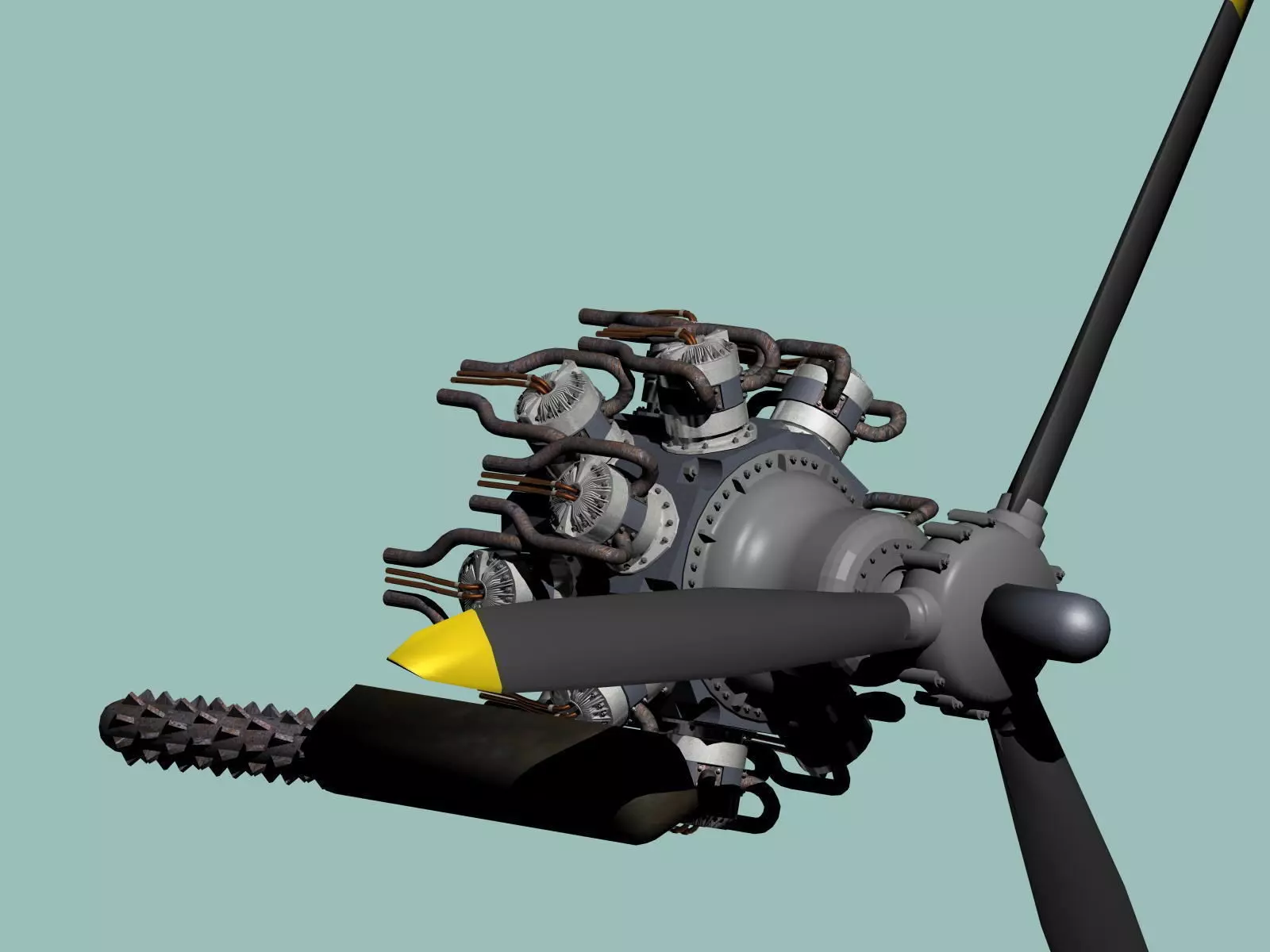 Bristol Hercules aircraft engine 3D model_0