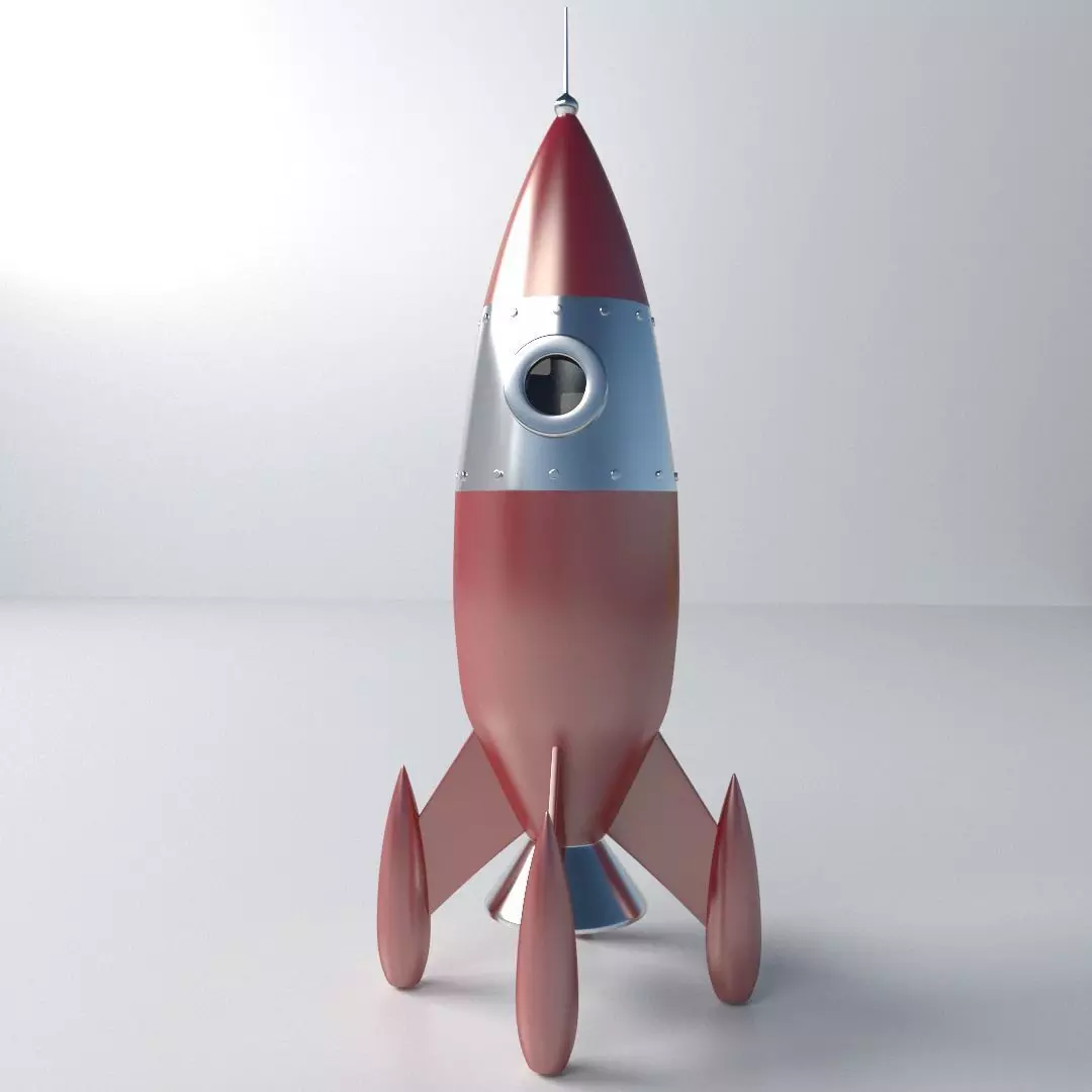 Retro Rocket 3D model_0