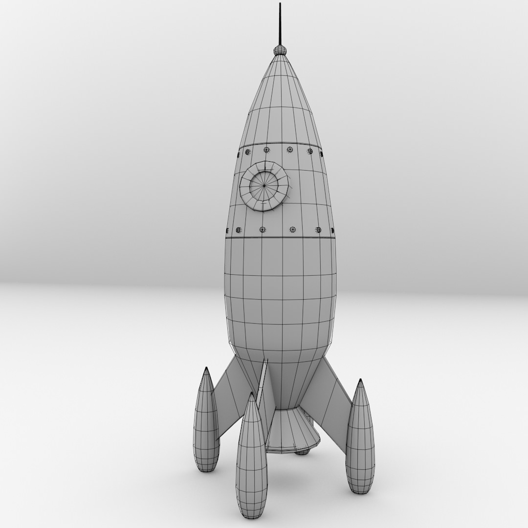 Retro Rocket 3D model_4