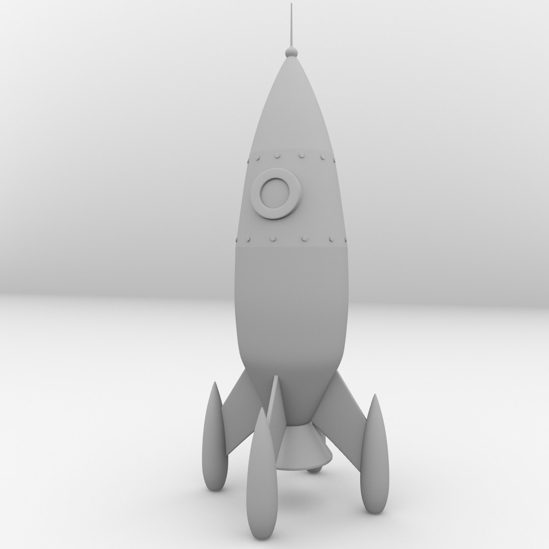 Retro Rocket 3D model_3