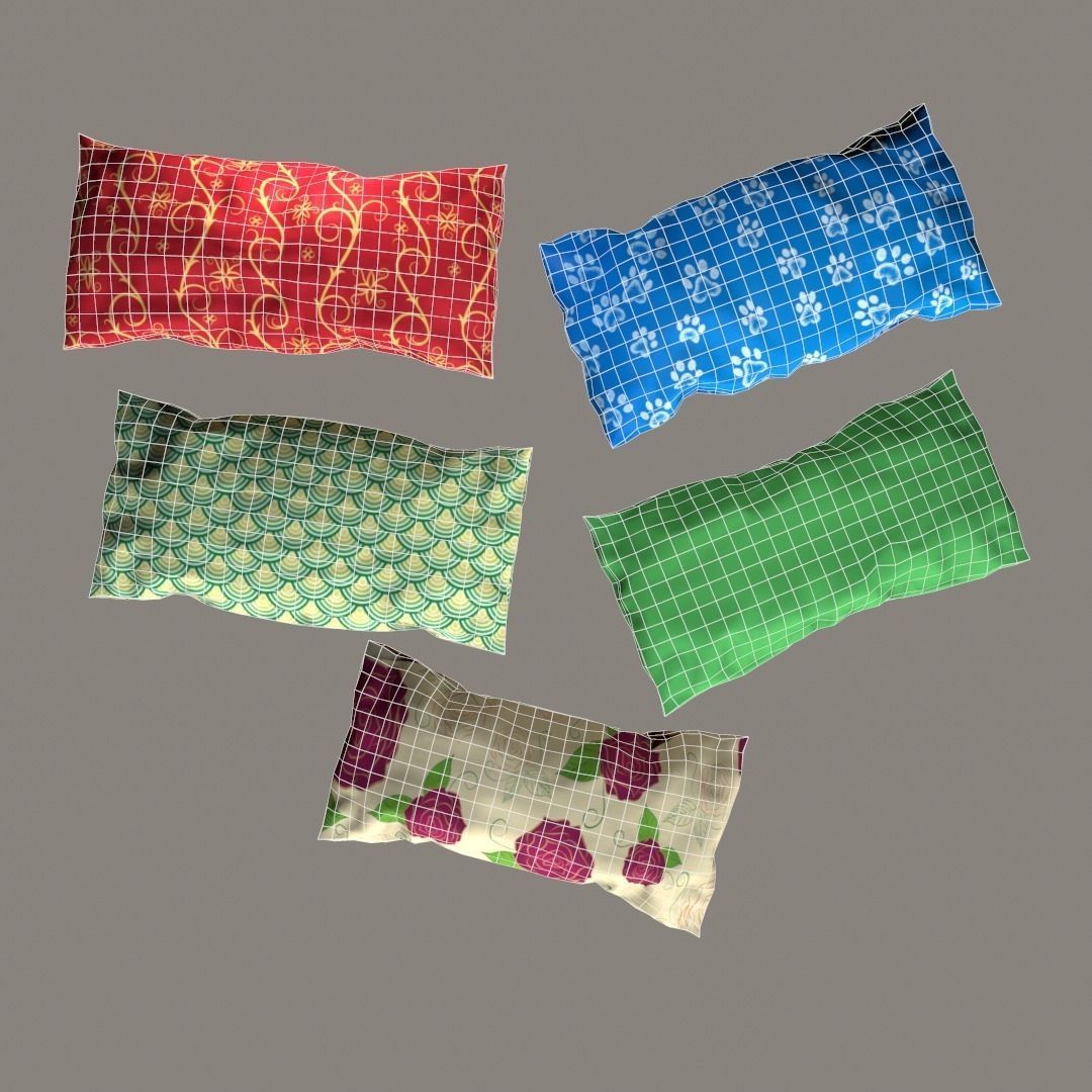 Cushion-Pillow Set pillows Low-poly 3D model_3