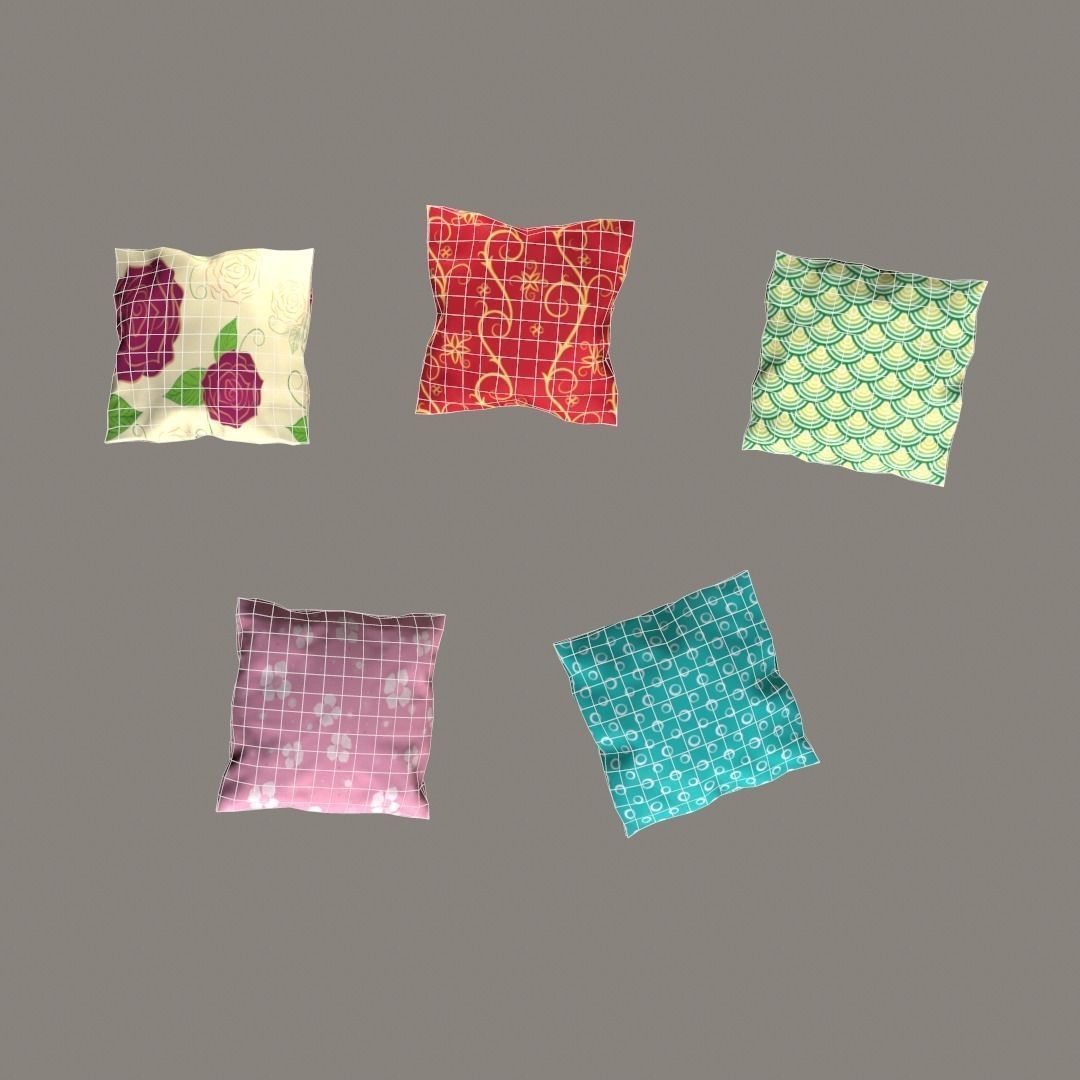 Cushion-Pillow Set pillows Low-poly 3D model_5