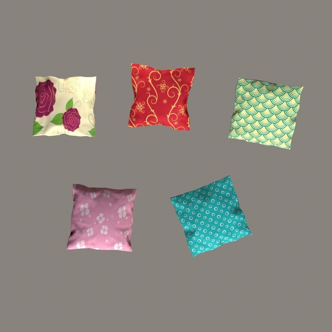 Cushion-Pillow Set pillows Low-poly 3D model_4