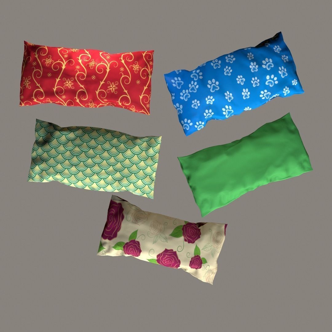Cushion-Pillow Set pillows Low-poly 3D model_2
