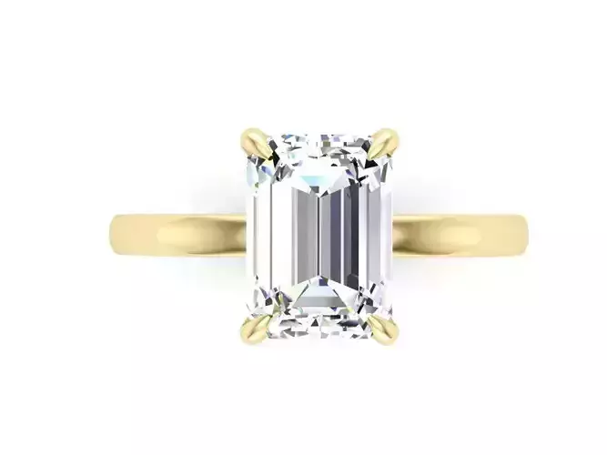 Emerald Cut Solitaire Engagement Ring 3dm