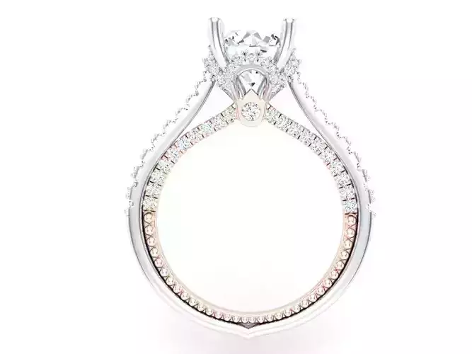 Two Tone Double Pave Band With Hidden Diamond Solitaire 3dm