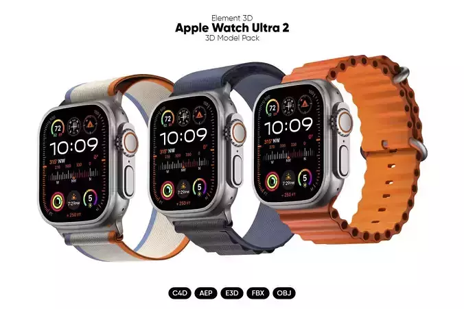 Apple Watch Ultra 2 3D Model Collection for E3D And C4D