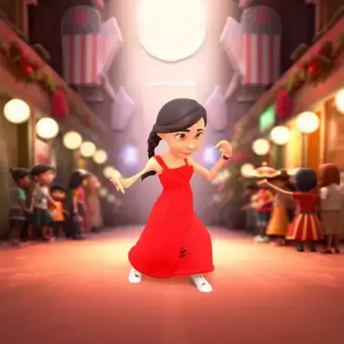 Youthful Character in Red Dress model pack