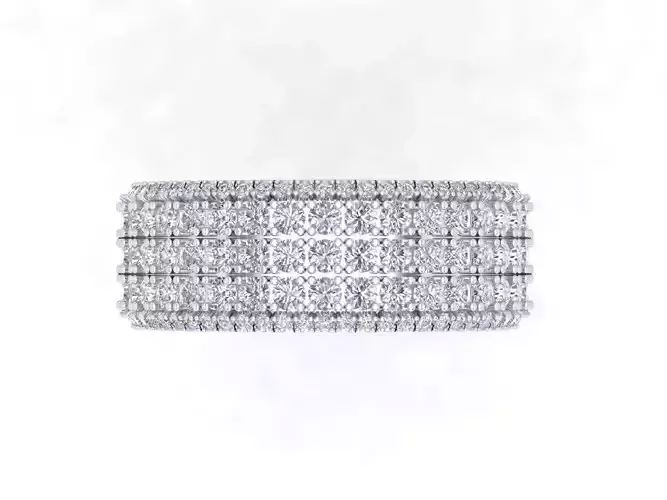 Chunky Diamond Pave Band Mens Ring Wedding Band 3dm