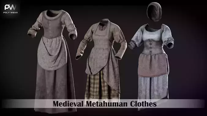 Rigged Metahuman Medieval Female Dress