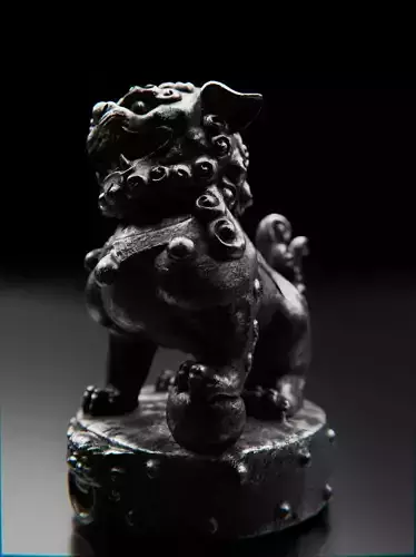 Low-Poly Guardian Lion Foo Dog Statue PBR Textured 3D Model