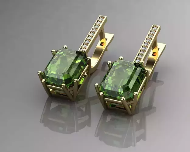 Earrings With Tourmaline Green