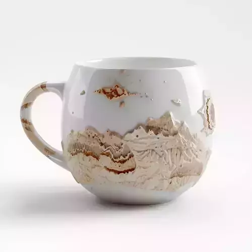 Futuristic Planet Mug 3D Model Terrain Design Drinkware