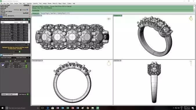 Five Round Diamond Halo Wedding Anniversary Ring 3dm