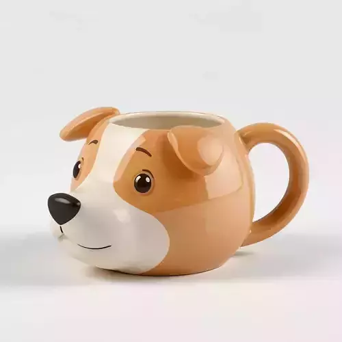Cartoon Dog Mug 3D Model Whimsical Ceramic Drinkware