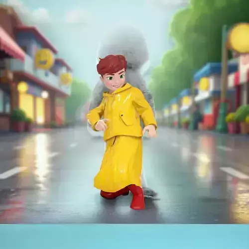 Cheerful Yellow Raincoat Kid model pack