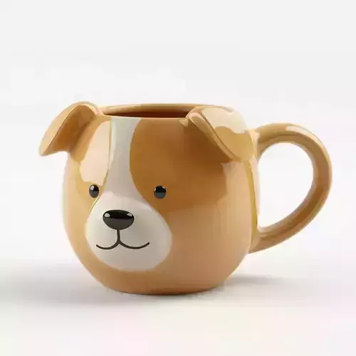 Cartoon Dog Mug 3D Model Whimsical Ceramic Drinkware