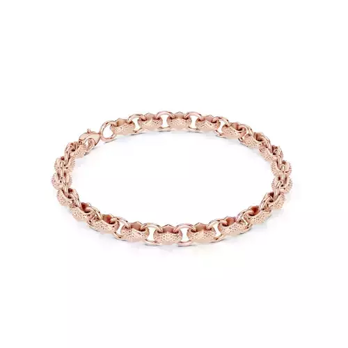 Plain Gold Chain Link Bracelet 3dm stl renders details 