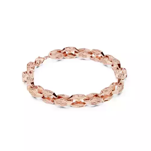 Plain Gold Chain Link Bracelet 3dm stl renders details 