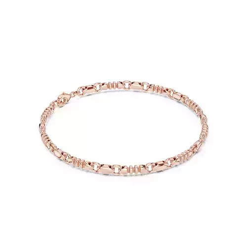 Thin Light Wt Plain Gold Chain Link Bracelet 3dm stl renders
