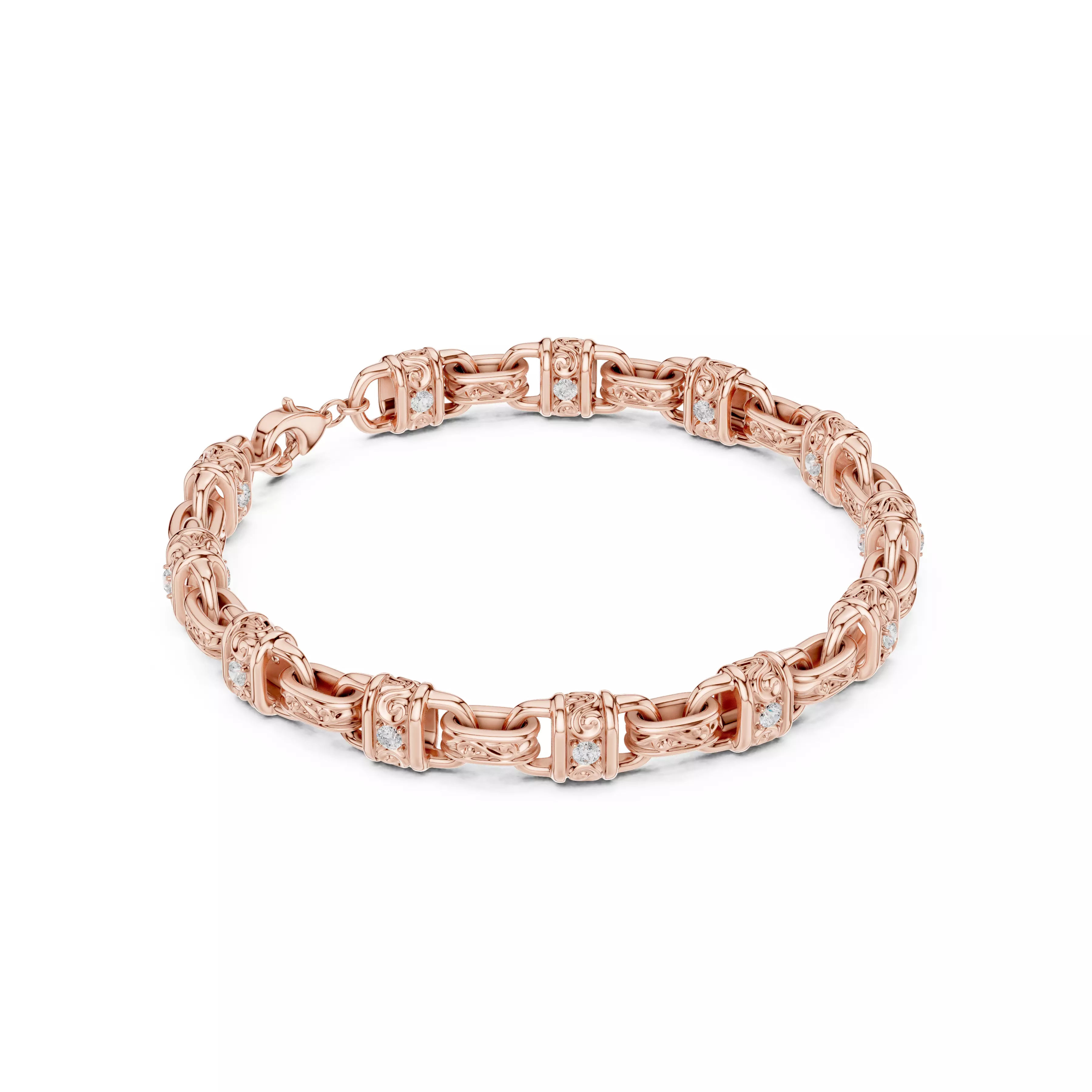 Diamond Chain Link Bracelet 3dm stl renders details 3D print model