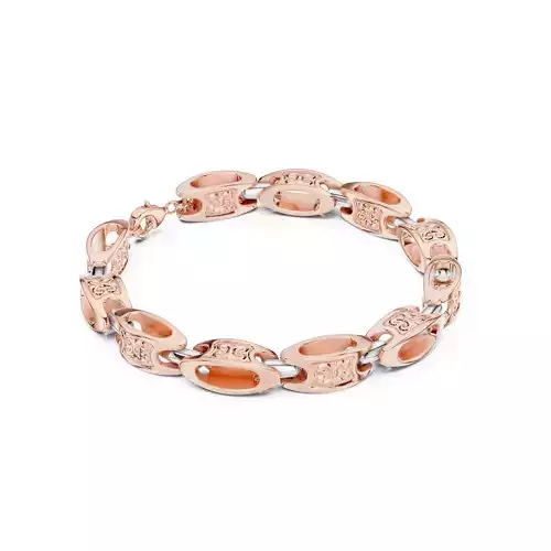 Plain Gold Chain Link Bracelet 3dm stl renders details 