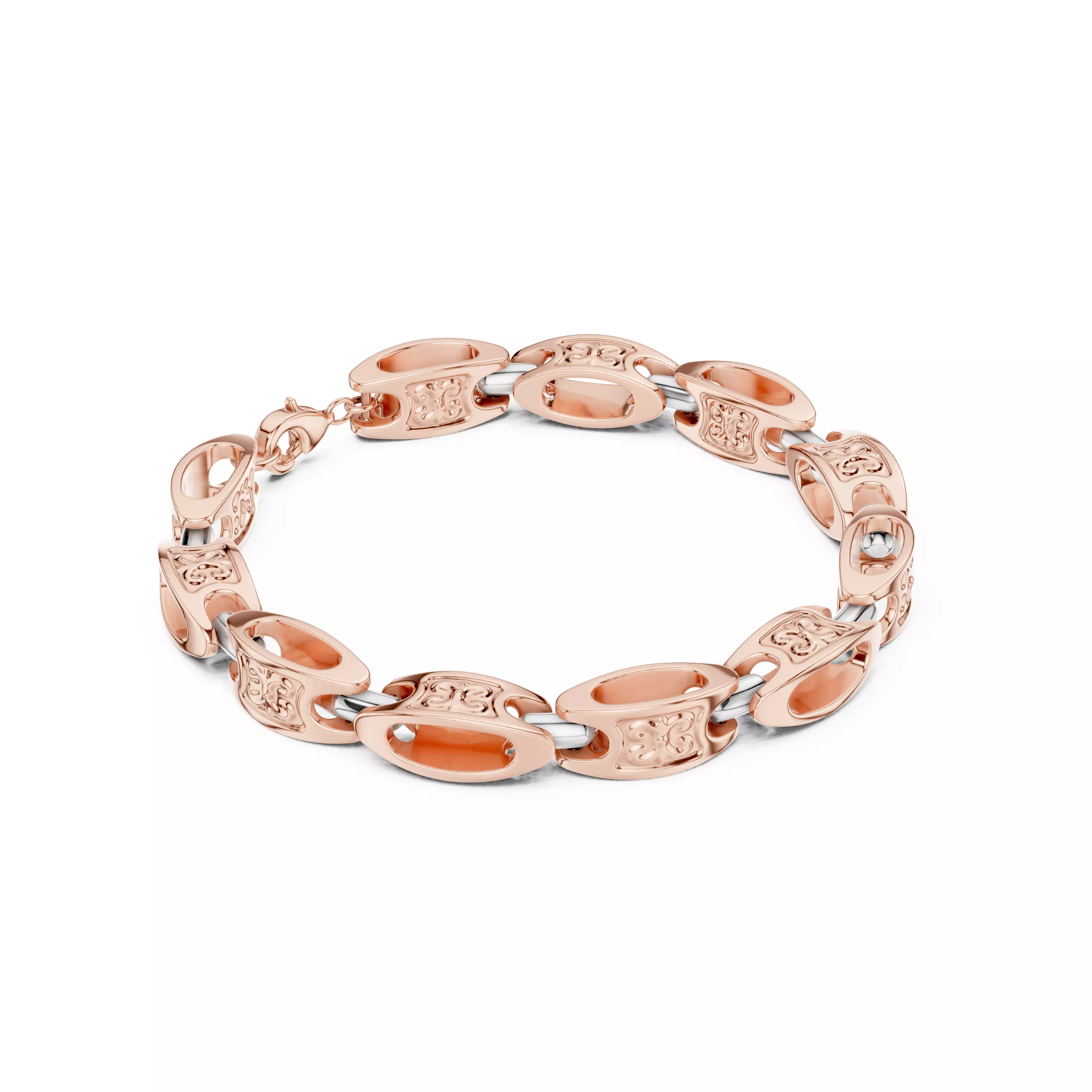 Plain Gold Chain Link Bracelet 3dm stl renders details 3D print model