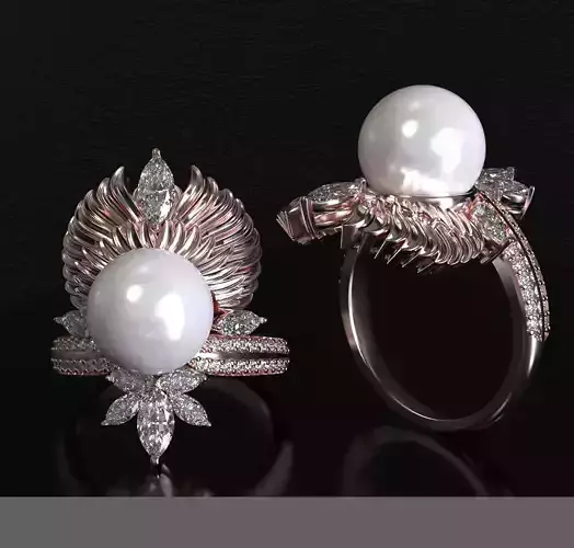 feather pearl ring