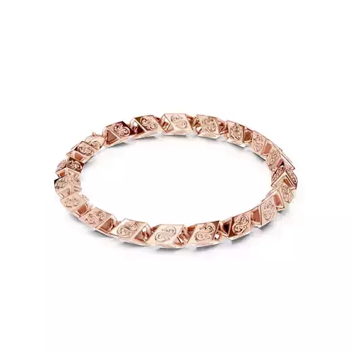 Plain Gold Chain Link Bracelet 3dm stl renders details 